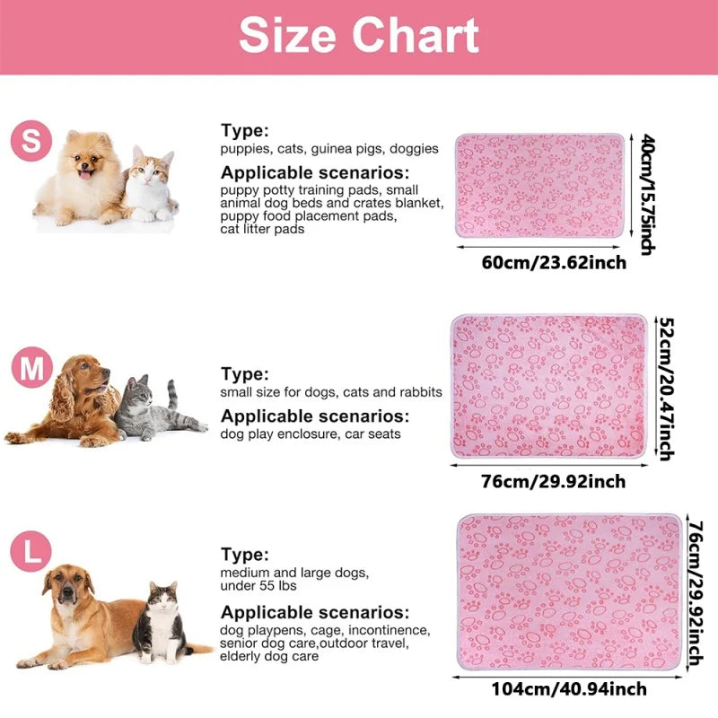 3 PCS Soft and Fluffy Quality Pet Blanket, Cute Paw Print Dog Blanket, Plush Pet Mat, Warm and Comfortable Cat and Dog Blanket