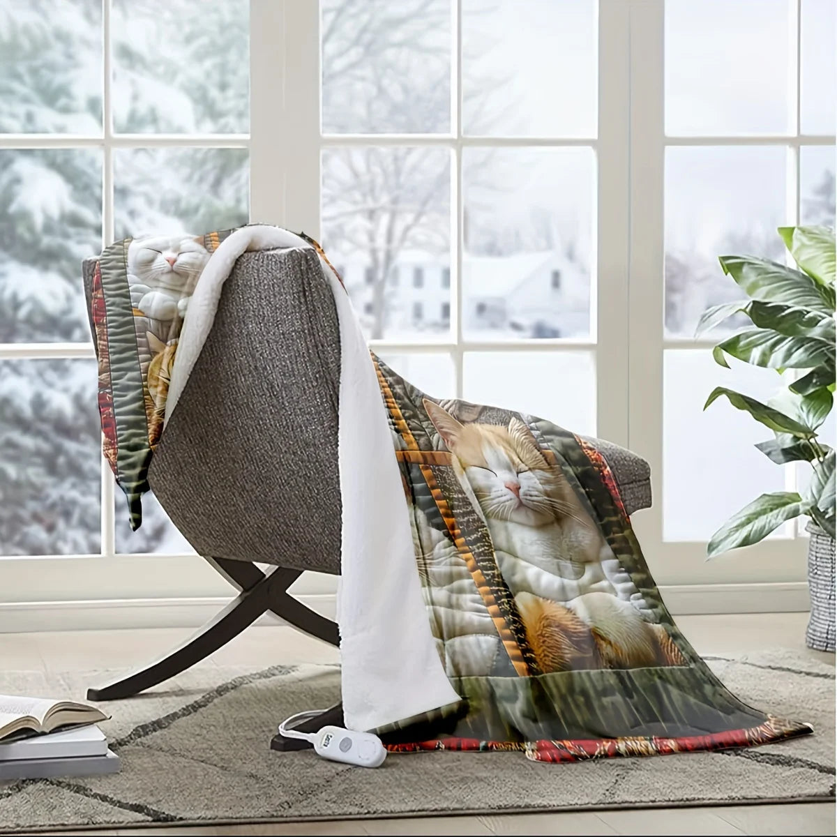 Cozy Cat Lover's Plush Fleece Throw Blanket - Perfect for Sofa Naps, Office Breaks & Christmas DecorCozy Cat Lover's Plush Fleec