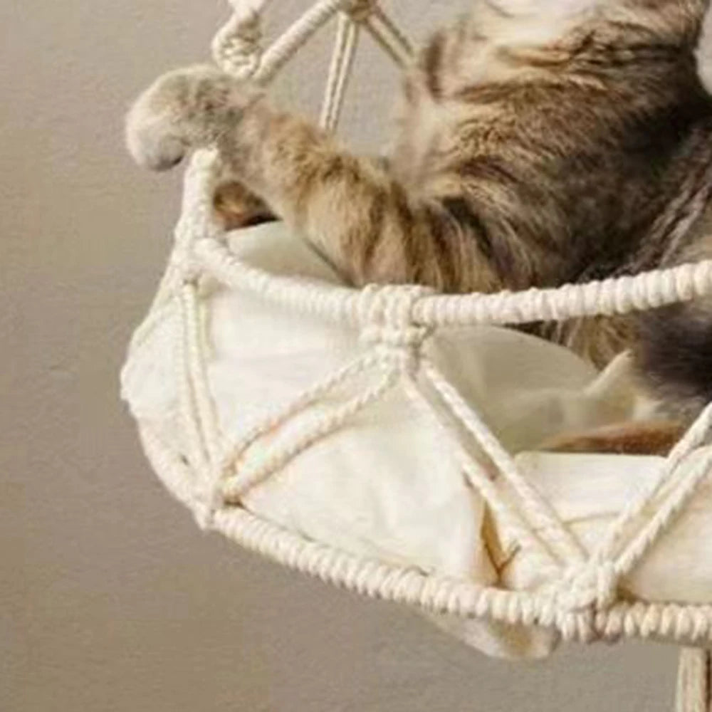 1PC Winter Hand-Woven Kitten Hammock Hanging Cat Bed Bohemian Belt Hanging Kit Upholstery Cat Litter