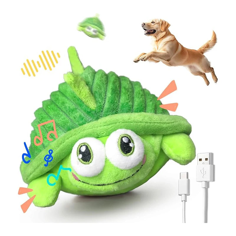 Pet Cat Dog Toy Cute Turtle Plush Chew Toy with Bouncing Ball, Music & Recording |Rechargeable Self-Play Pet Entertainment Toy