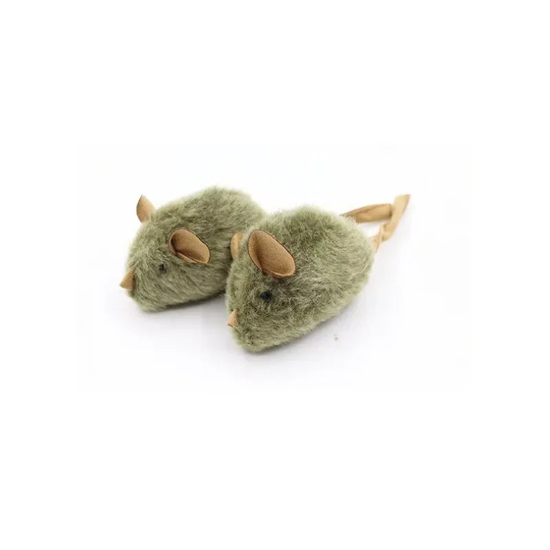 1W-Funny Plush Cat Toy Simulation Mouse Automatic Chirping Interactive Mice Cat Toy Bite Resistance Pet Cat Toys Kitten Supplies