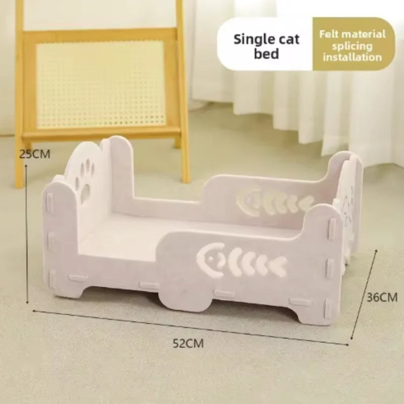 2-Layer Felt Cat House Indoor Multi-Functional Pet Bed for Large Cats And Kittens Removable Washable Breathable Scratching Board
