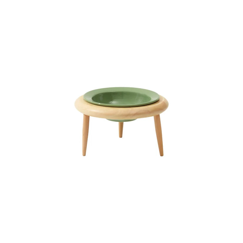 Cat Ceramic Bowl Small Dogs Double Food Water Bowls Pet Elevated Height Adjustable Drinking Eating Bowls with Wooden Stand