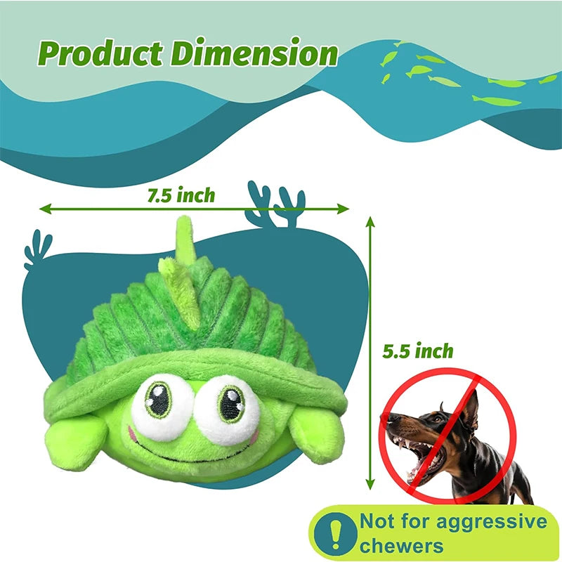 Pet Cat Dog Toy Cute Turtle Plush Chew Toy with Bouncing Ball, Music & Recording |Rechargeable Self-Play Pet Entertainment Toy