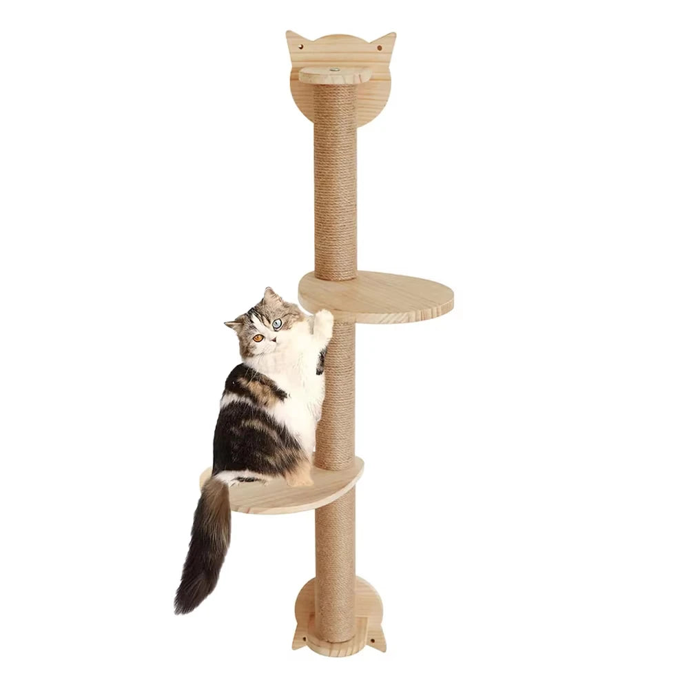 41In Cat Tree With Scratching Posts 2 Perches Platforms Wall Mounted Sisal Scratcher Hammock For Cats Kittens Climb Play Rest